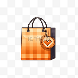 最小风格的购物袋和复选标记插图