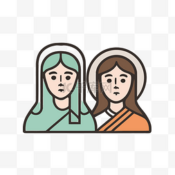 玛丽玛丽图片_代表耶稣和玛丽图标的两个肖像图