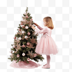 一个穿着粉色裙子的小女孩站在圣