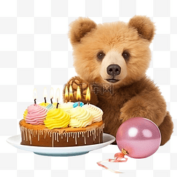 粉色小熊蛋糕图片_熊和生日蛋糕