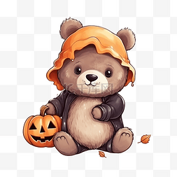 儿童卡通动物服图片_可爱的小熊和南瓜手绘卡通动物万