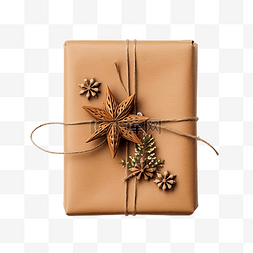 复古包装纸图片_带圣诞装饰的牛皮纸礼品包装