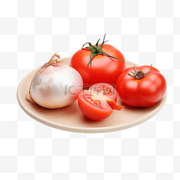将洋葱和番茄切片放在盘子上