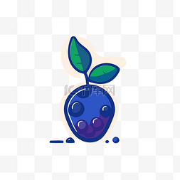 带叶子的蓝莓的标志 向量
