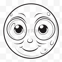 有表情的月亮图片_大眼睛大鼻子卡通月亮脸轮廓素描