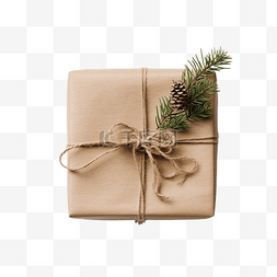 用再生纸和圣诞装饰包裹的礼盒
