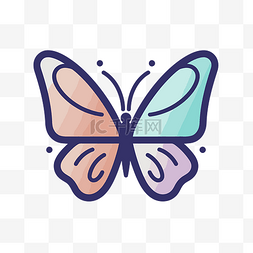 蝴蝶描绘图片_粉红色的蝴蝶标志 向量