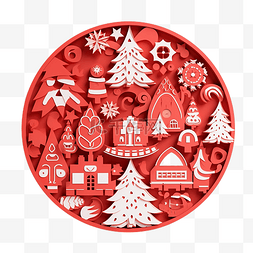 曲线渲染图片_装饰剪纸分层形状和红色圣诞快乐