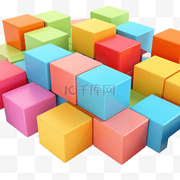 儿童卡通 3D 彩色盒子立方体
