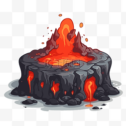 熔岩剪贴画卡通火山与熔岩和泡沫