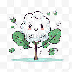 棉花剪贴画可爱的卡通棉花树，有