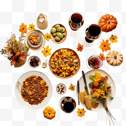 聚会或感恩节庆祝活动的秋季晚餐