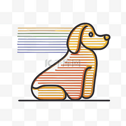 彩虹狗线描图标 向量