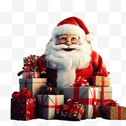 聚合物图片_圣诞老人和礼品盒晚上的圣诞灯