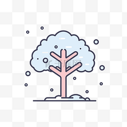 该图标有一棵有雪和白色背景的树