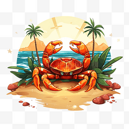 螃蟹海滩 PNG 插图