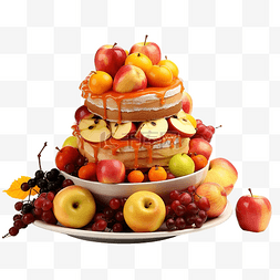 甜蛋糕与苹果水果庆祝感恩节