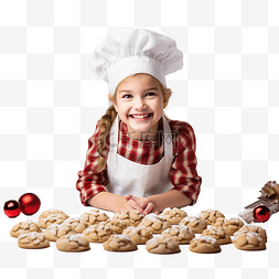 小女孩烤圣诞饼干