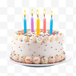 生日快乐蛋糕与彩色蜡烛