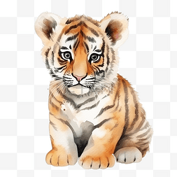 可爱的老虎水彩