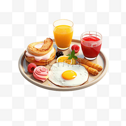 早餐 3d 插图
