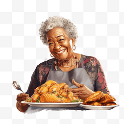 成熟时图片_微笑的非洲裔美国祖母在与大人庆