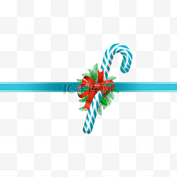 圣诞节拐杖糖与丝带