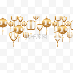 新年圆形灯笼图片_新年中式灯笼传统金色