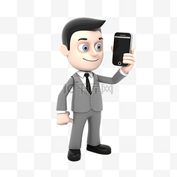 职业介绍背景图片_3d 商人在使用手机时展示一些东西