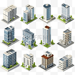 等距多层建筑3D通用风景收藏套装