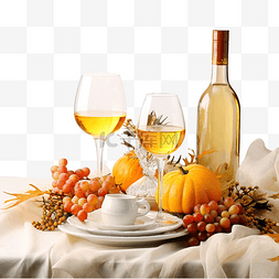 感恩节餐桌庆祝传统设置食物或圣