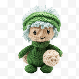 白色针织毛衣图片_可爱的布娃娃，绿头发，穿着圣诞