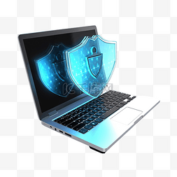 黑客stop图片_3d 插图保护笔记本电脑安全
