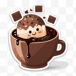 卡通热巧克力图片_带有热巧克力冰淇淋图标剪贴画的