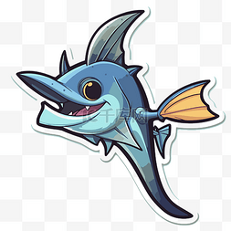 可爱的鱼旗图片_可爱的蓝色大嘴鱼贴纸 向量