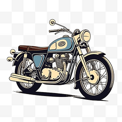 插画车轮图片_简约风格的老式摩托车插画