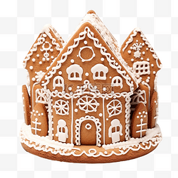 烘焙店图片_用房屋形状的姜饼装饰的圣诞蛋糕