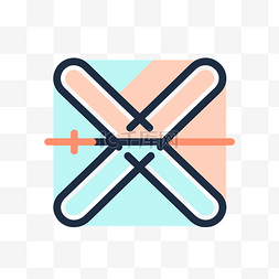 曲棍球icon图片_方形背景上的两个交叉箭头 向量