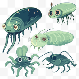 可爱虫子卡通图片_浮游动物剪贴画不同形状卡通可爱