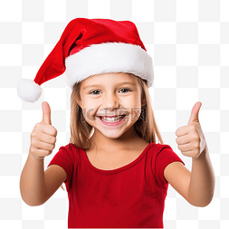 戴着红色圣诞圣诞老人帽子的小女