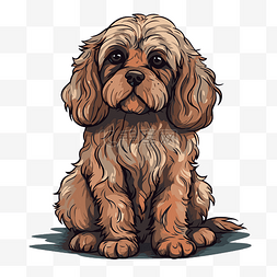 可爱卡通画狗图片_cockapoo剪贴画，可爱的棕色狗卡通