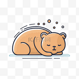 一只小熊睡在桌子上的可爱插画 