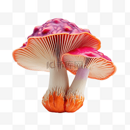 迷幻水彩图片_橙色和粉红色的蘑菇