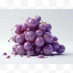 葡萄切图片_紫色葡萄被切成碎片并被牛奶紫色