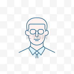 戴领带的男人图片_戴眼镜和领带线图标和细线图标的