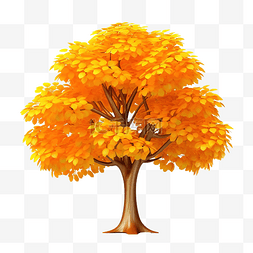 橙色的环境图片_3d 孤立的橙色和黄色树