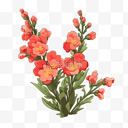 橙色植物背景的金鱼草剪贴画插图