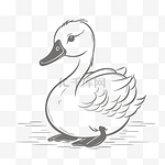 鸭子在黑白素描插图轮廓图中 向量