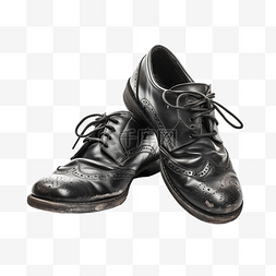 无法修复的破损旧黑鞋