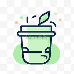 一杯抹茶图片_显示一杯植物生长的简单图标 向